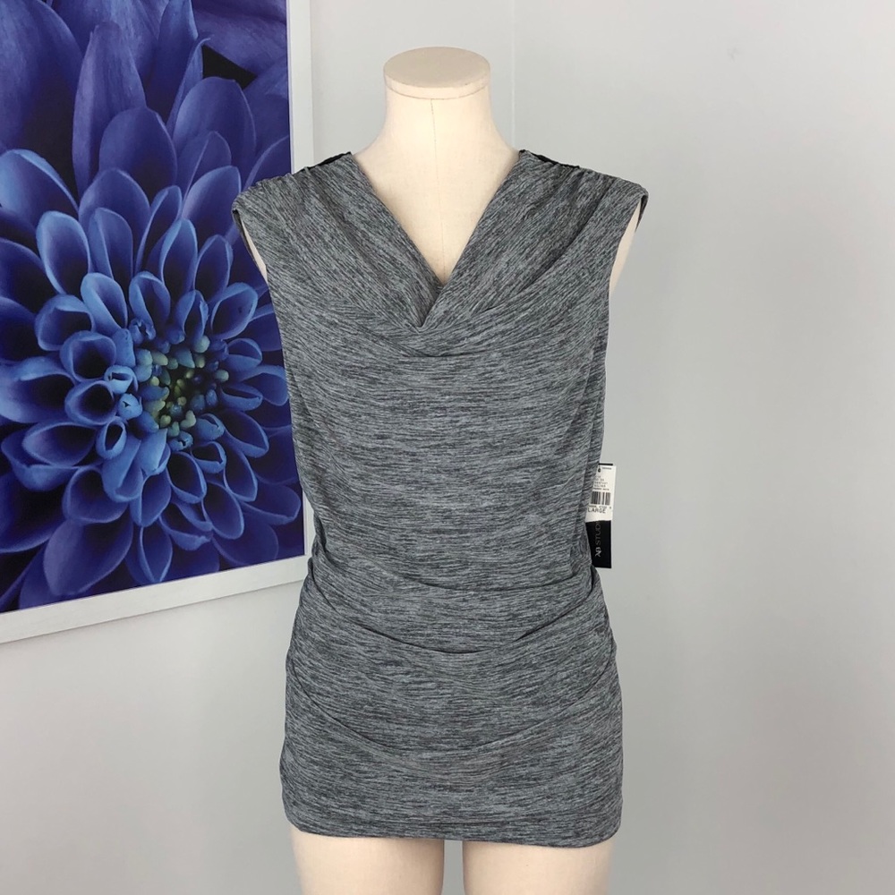 NEW AB Studio Back Apllique Ruched Top